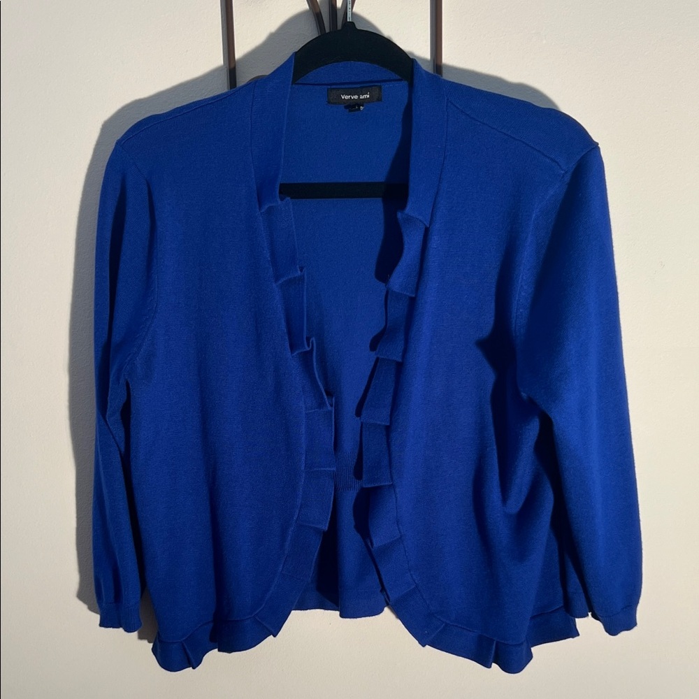 Verve Ami Vibrant Blue Ruffled Cardigan